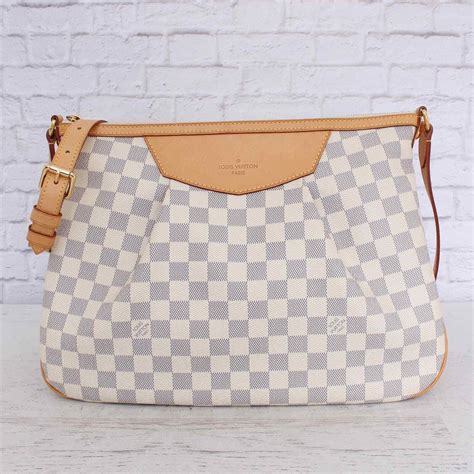 LOUIS VUITTON Siracusa MM Damier Azur Shoulder Bag White.